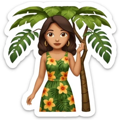 an latin woman with jungle tree sticker
