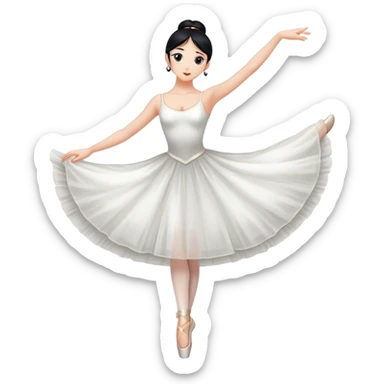 Ballerina, White, Long Black Hair sticker