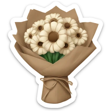 Neutral Flower bouquet wrapped in brown paper  sticker
