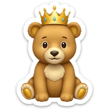 quiero que el emoji sea de un oso de peluche que tenga puesta una corona sticker