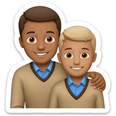 Children boy with papa same person sticker