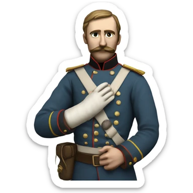soldier in the Crimean War with a plaster cast on his arm sticker
