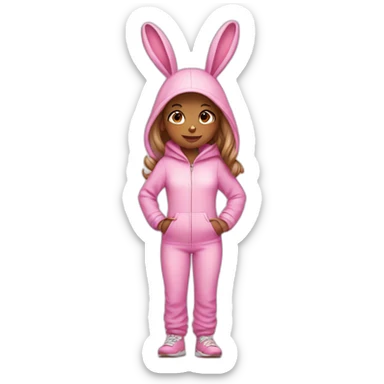 Girl in bunny suit full body pink sticker