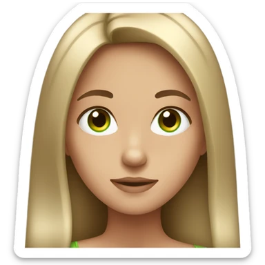 Clean Girl with brown long straight hair and green eyes  sticker