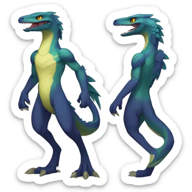 Anthro Sona Fakemon Reptilian Draco-Raptor Full Body sticker