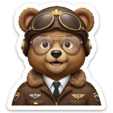 pilot bear with glasses sticker