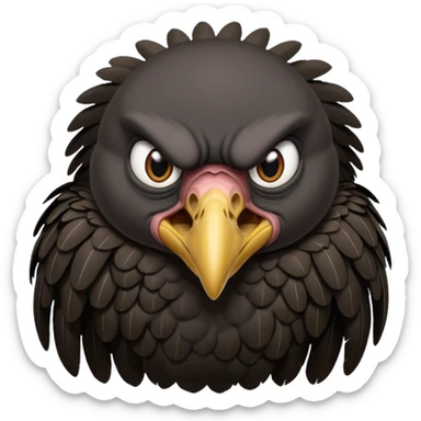   Old black angry  vulture looking to front sticker