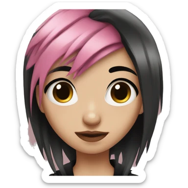 Emo girl with black and pink hair sticker