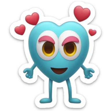 Heart-shaped face with arms and legs coming out of it sticker