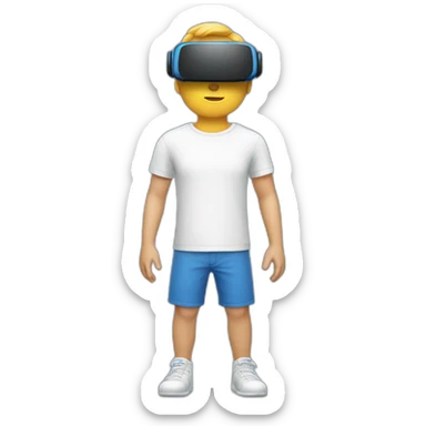Un homme blanc qui joue à un jeux vr avec un t-shirt bleus sticker