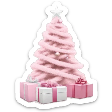 Light pink Christmas gifts under a white Christmas tree  sticker