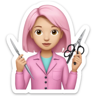 hairdresser with light pink clothes sticker