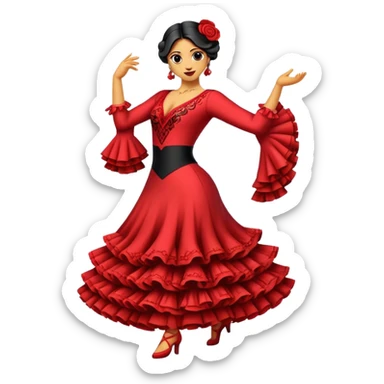 Cinematic Realistic Flamenco Pop Culture Emoji, featuring an expressive portrayal of traditional Spanish dance rendered with dynamic textures and passionate, vibrant lighting. sticker