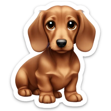 Cute longhair brown dachshund puppy  sticker