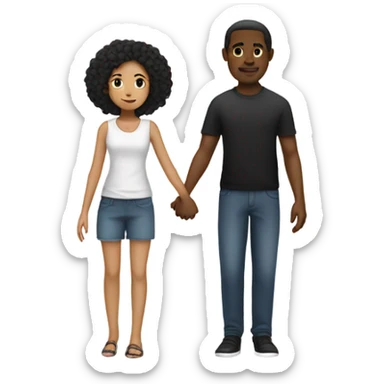 Black man holding hands with mixed girl  sticker