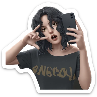 girl with phone in hand sticker