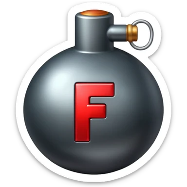 Bomb with red letter F on it  sticker