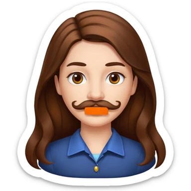 Women lomg hair  with mustache sticker