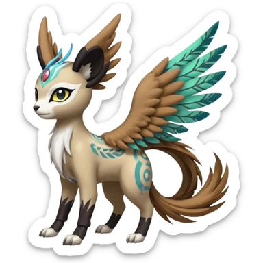 Tribal Painted Asian Graceful Gorgeous Meloetta-WereGarurumon-Trico-Pokémon-Fakémon-fusion-hybrid-creature sticker