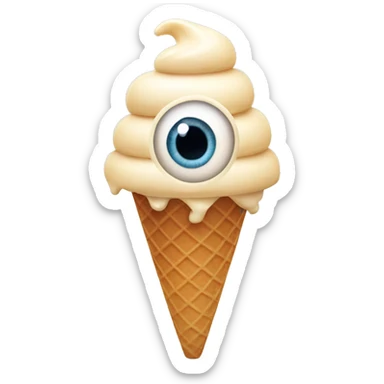 ice cream cone with eyeball sticker