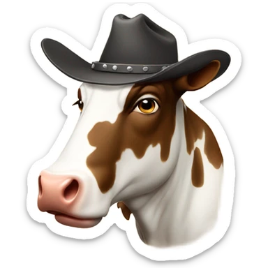 Sad cowboy cow sticker