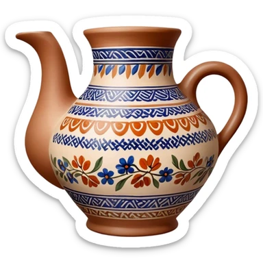 Cinematic Realistic image of a piece of Bolesławiec pottery, rendered with intricate, hand-painted designs and detailed textures, set against a softly illuminated backdrop that highlights its artisanal beauty sticker