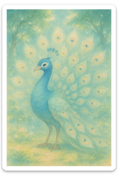 soft and whimsical peacock sticker