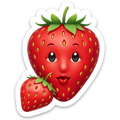 one strawberry 🍓 and red kiss 💋 fashioned stylish little emoji for “slay” reaction. no face sticker