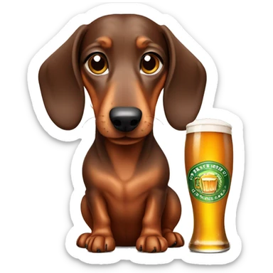dachshund with beer sticker
