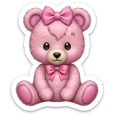 pink teddy bear with a pink bow on their head sticker
