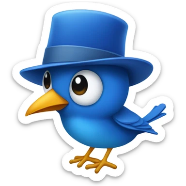 Blue bird wearing hat  sticker