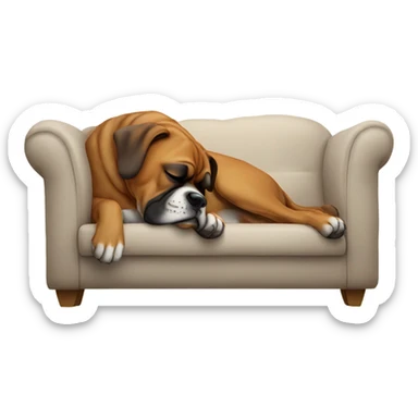 a boxer dog sleeping on a couch very sleepy  sticker
