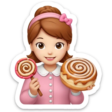 my emoji is hellokitty with cinnamon roll sticker