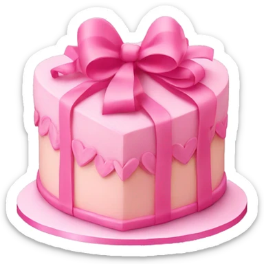 Heart shaped birthday cake with a huge pink bow sticker