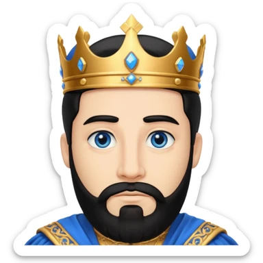 King Solomon with black hair and beard, blue eyes sticker