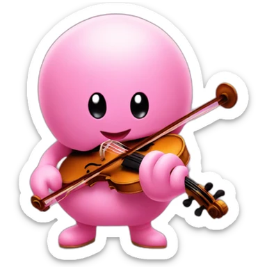 kirby plays a pink violin sticker