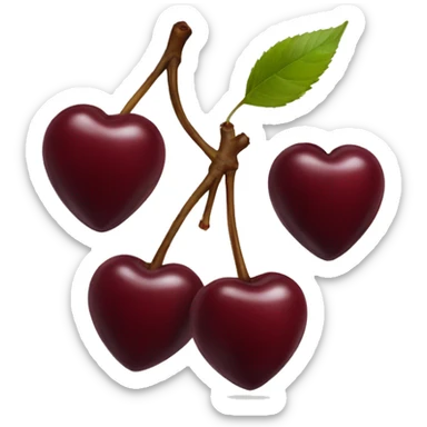 heart shaped burgundy cherries sticker