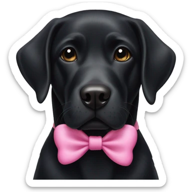 black labrador with a pink  bow on its head sticker