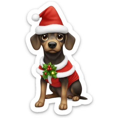 Our Dog Moose in a Christmas outfit sticker