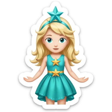 Stella sparkle sprite guardian of sparkle theater star-shaped head and a turquoise dress and ribbon sticker