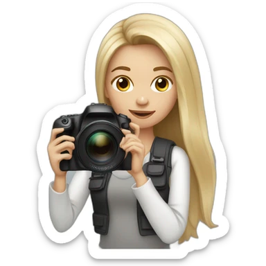 Female photographer taking a picture light skinned long hair sticker