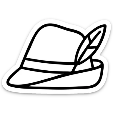 minimalist icon of a German alpine hat, gray color sticker
