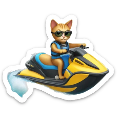 Cat riding a jetski sticker