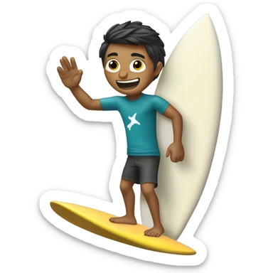 Surfista con discapacidad en un brazo montando una ola com una tabla de surf sticker