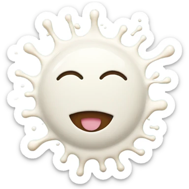 Smiley face with milk splashed on it sticker