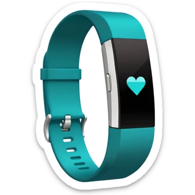 a teal fitbit band lying flat in the style of an ios emoji  sticker