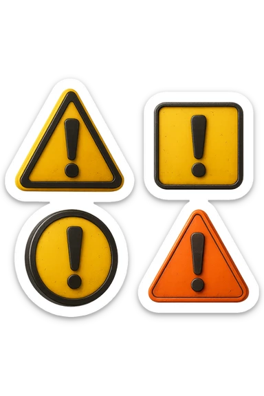SEGNALI DI PERICOLO CON PUNTO ESCLAMATIVO 3D FLUTTUANO IN ARIA, IPERREALISTICI 4K sticker