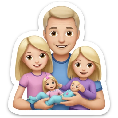 father and daughter playing with dolls sticker