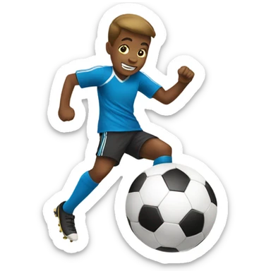 boy kicking soccer ball sticker