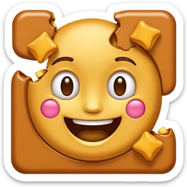 rapadura, doce cearense, emoji style, bar with broken pieces, golden color, smiling expression, fun look sticker